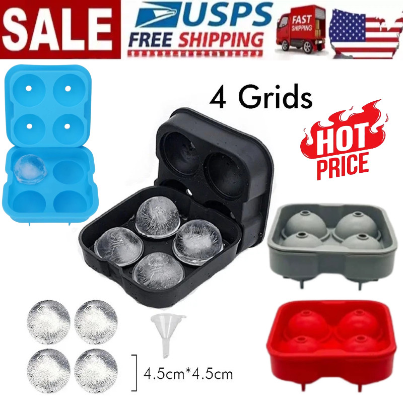 Silicone 3D-Ball ICE Cube Tray Maker Round Ball Sphere Mold Whiskey Cocktails US gallery