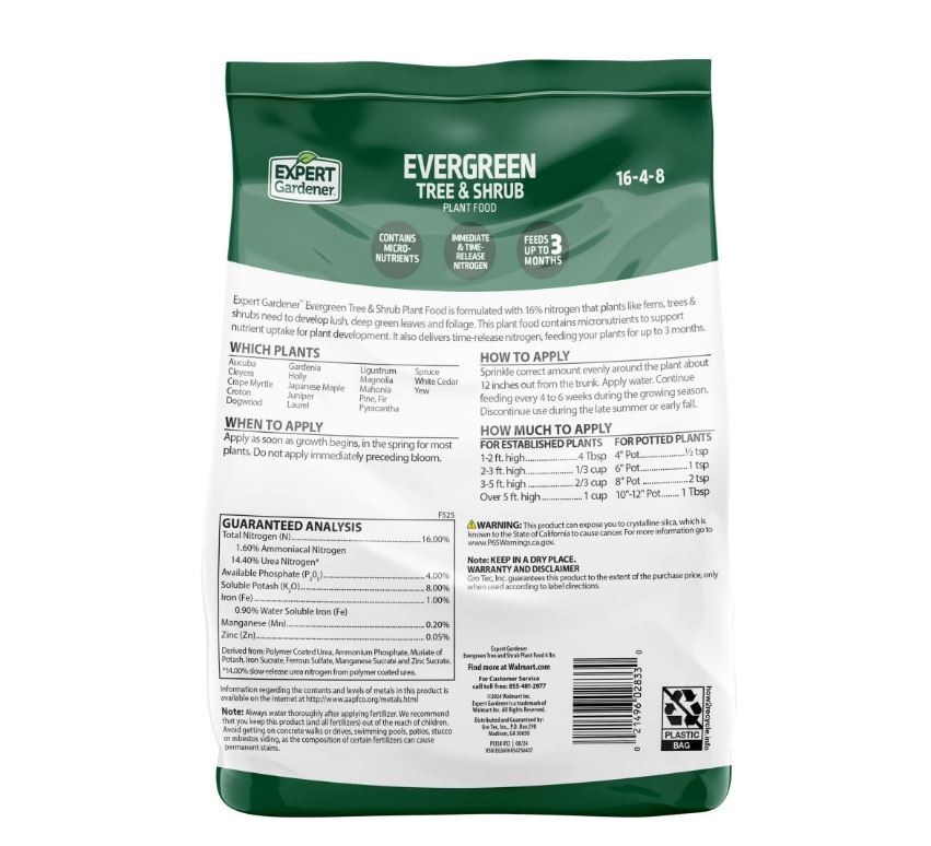Expert Gardener Evergreen Tree and Shrub Plant Food, 16-4-8 Fertilizer, 4 lb. gallery