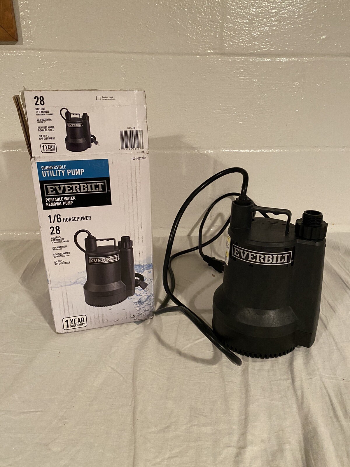 Everbilt SUP54-HD 1/6hp Plastic Submersible Utility Pump gallery