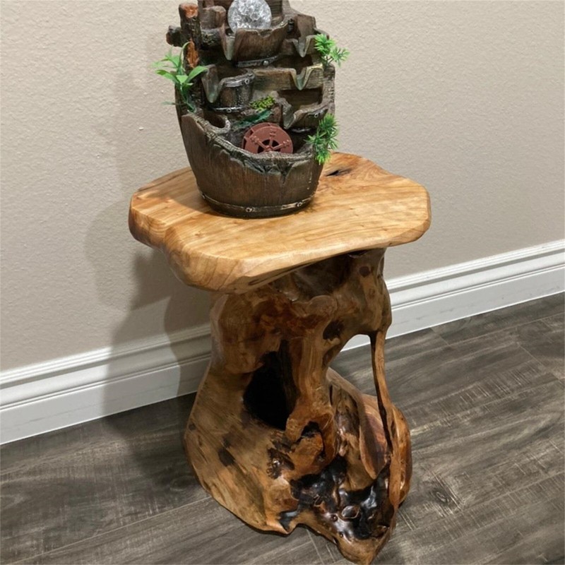 Rustic Cedar Roots Flower Stand Stool, Tree Stump Stool Side Table 19.5" H gallery