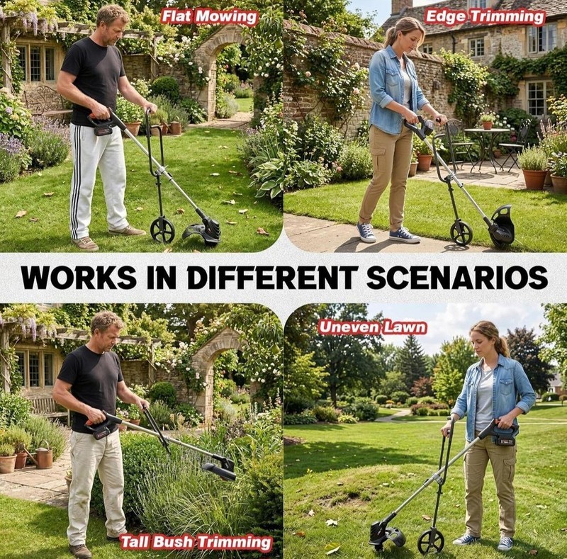 2-in-1 Wheeled String Trimmer Handle Extension 33-37 in Black Aluminum gallery
