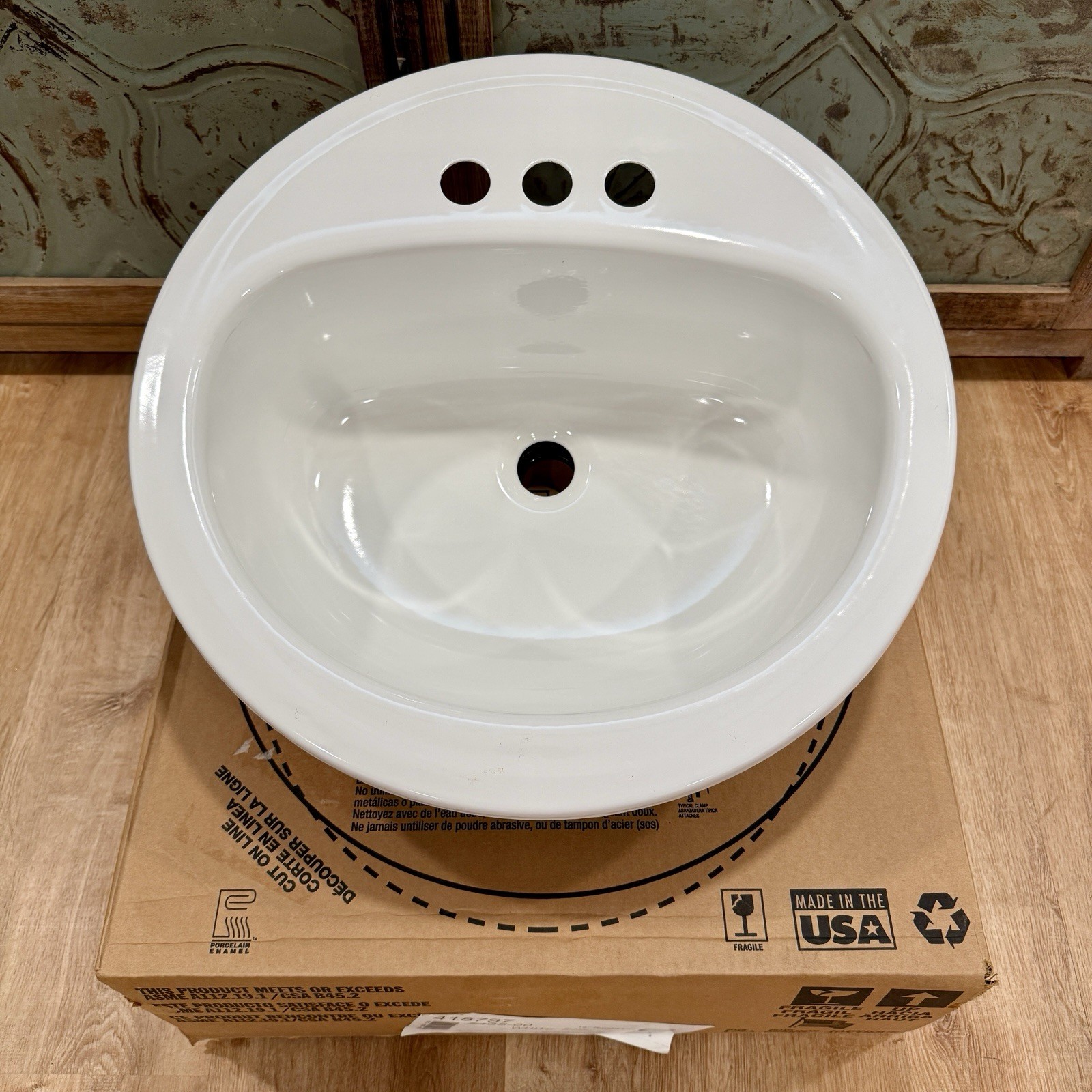 Bootz Laurel 19" Round Drop-In Bathroom Sink White Porcelain Enamel 021-2435-00 gallery