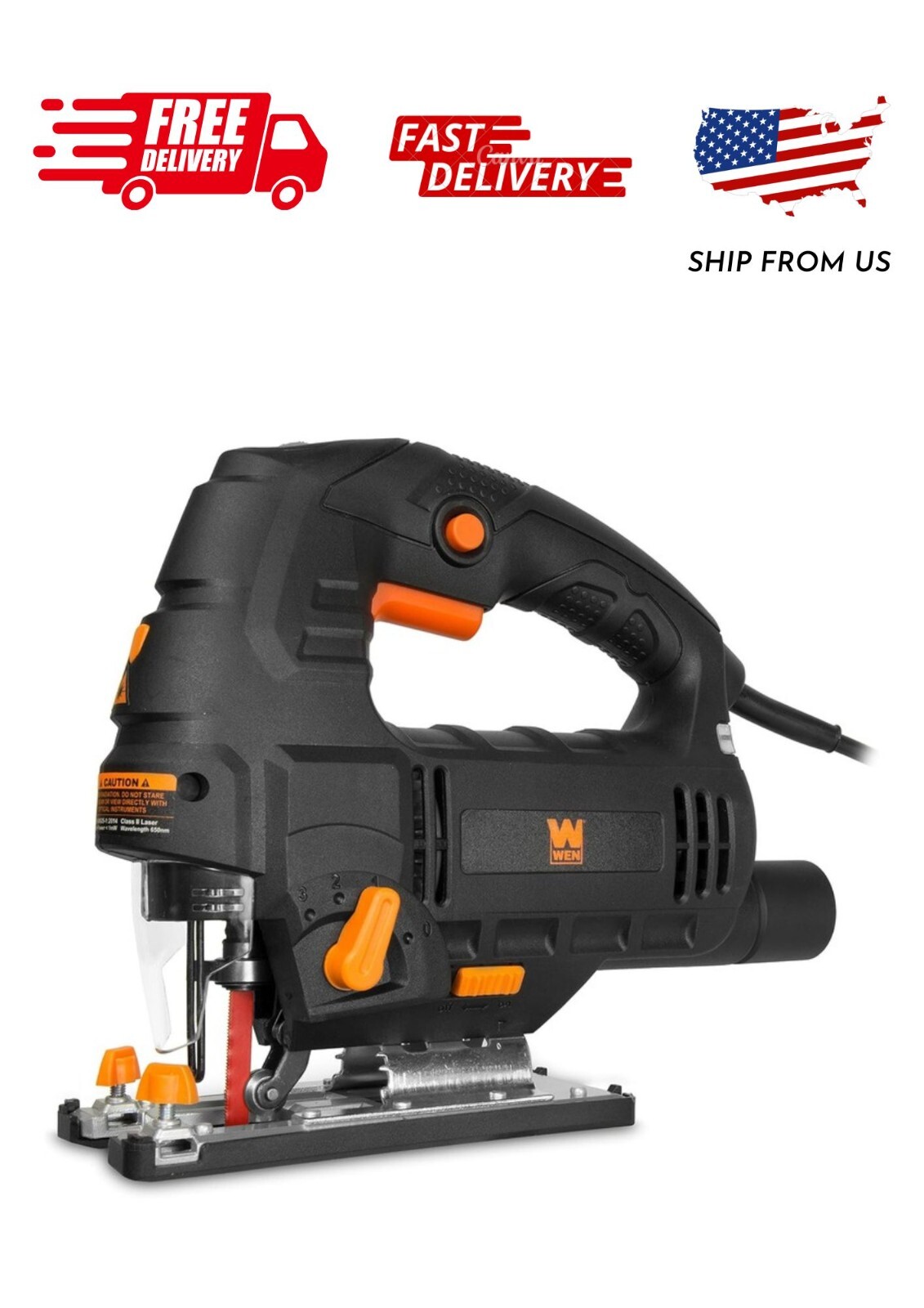 WEN 6.6-Amp Variable Speed Orbital Jig Saw with Laser and LED Light, 33606 gallery