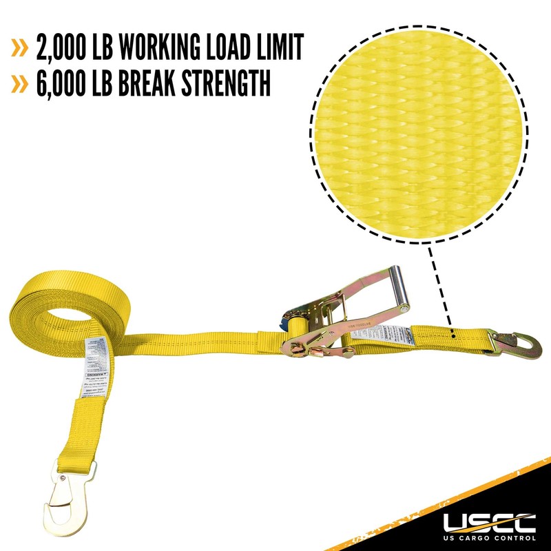 USCC 2" X 30 Ratchet Strap w/Snap Hook - Yellow gallery
