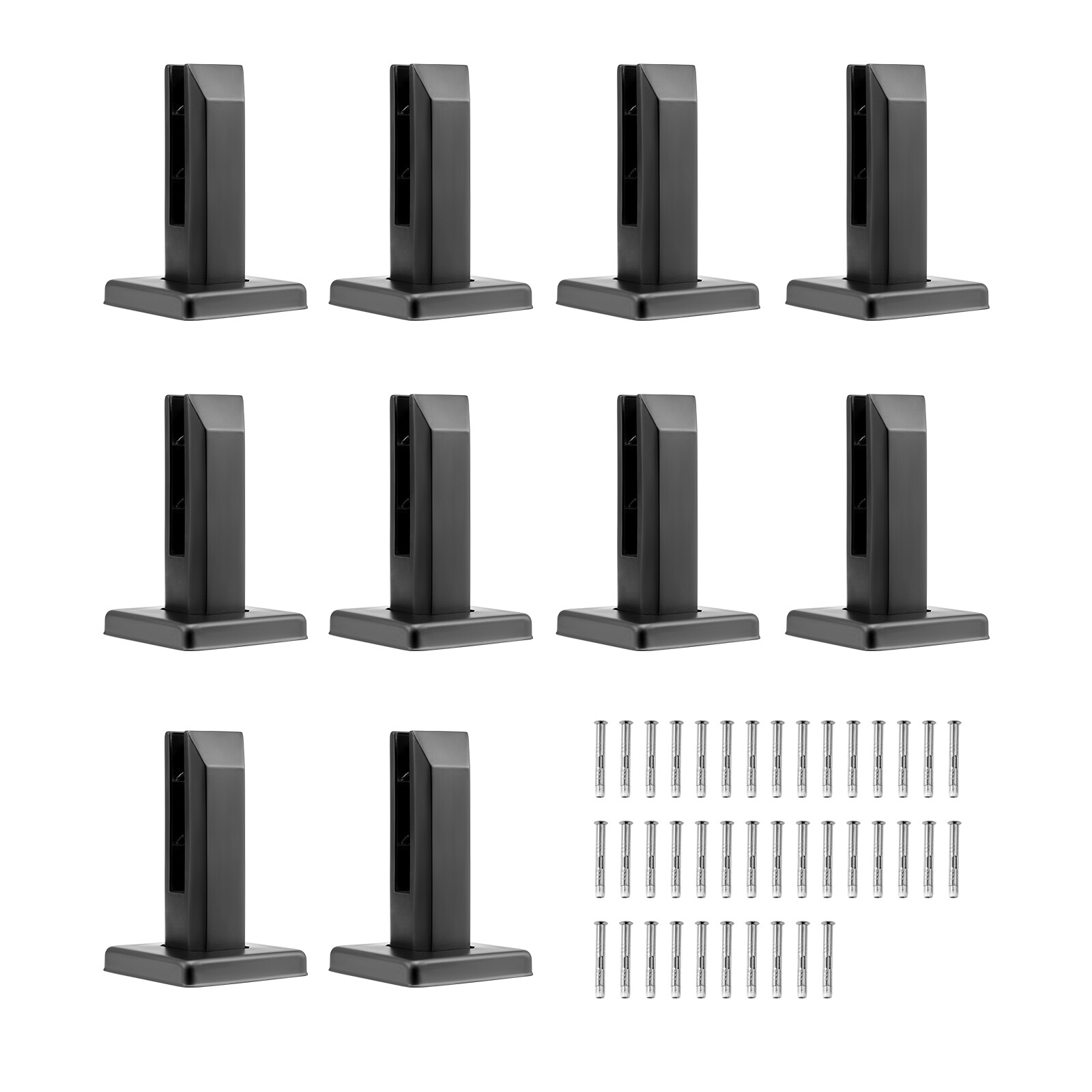 VEVOR Glass Clamp 10 PCS Square Railing Bracket for 0.31 "-0.47 " Glass Black gallery