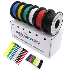 Fermerry 24 AWG Stranded Wire Spool 10FT, Yellow,Blue,White,Green,Black,Red