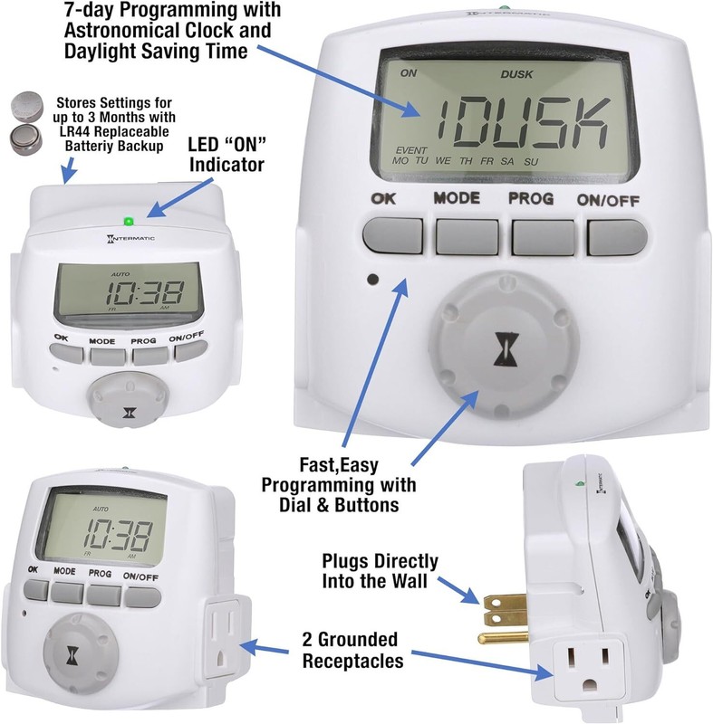 Intermatic DT620 Astronomical Digital Landscape Timer. 2 Devices, Auto ON/OFF gallery