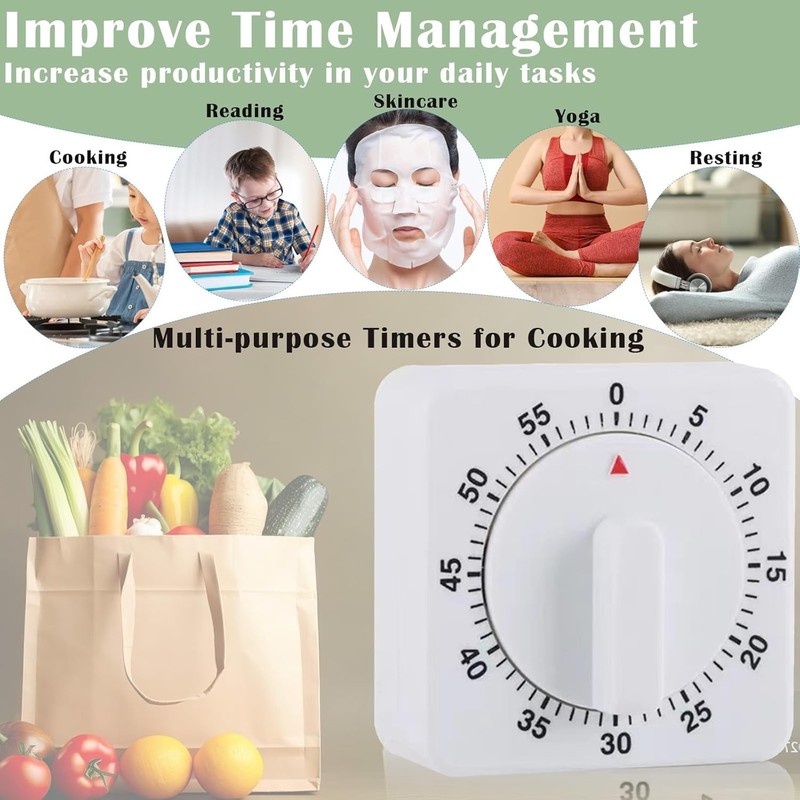 2*Square 60 Minute Mechanical Kitchen Timer,Egg Kitchen Cooking Timer Countdown gallery