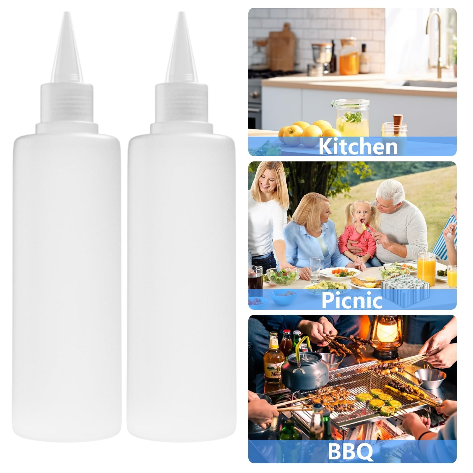 2 Pack 10 Oz (300ml) Condiment Squeeze Bottles, Leak Proof Refillable Condiment gallery