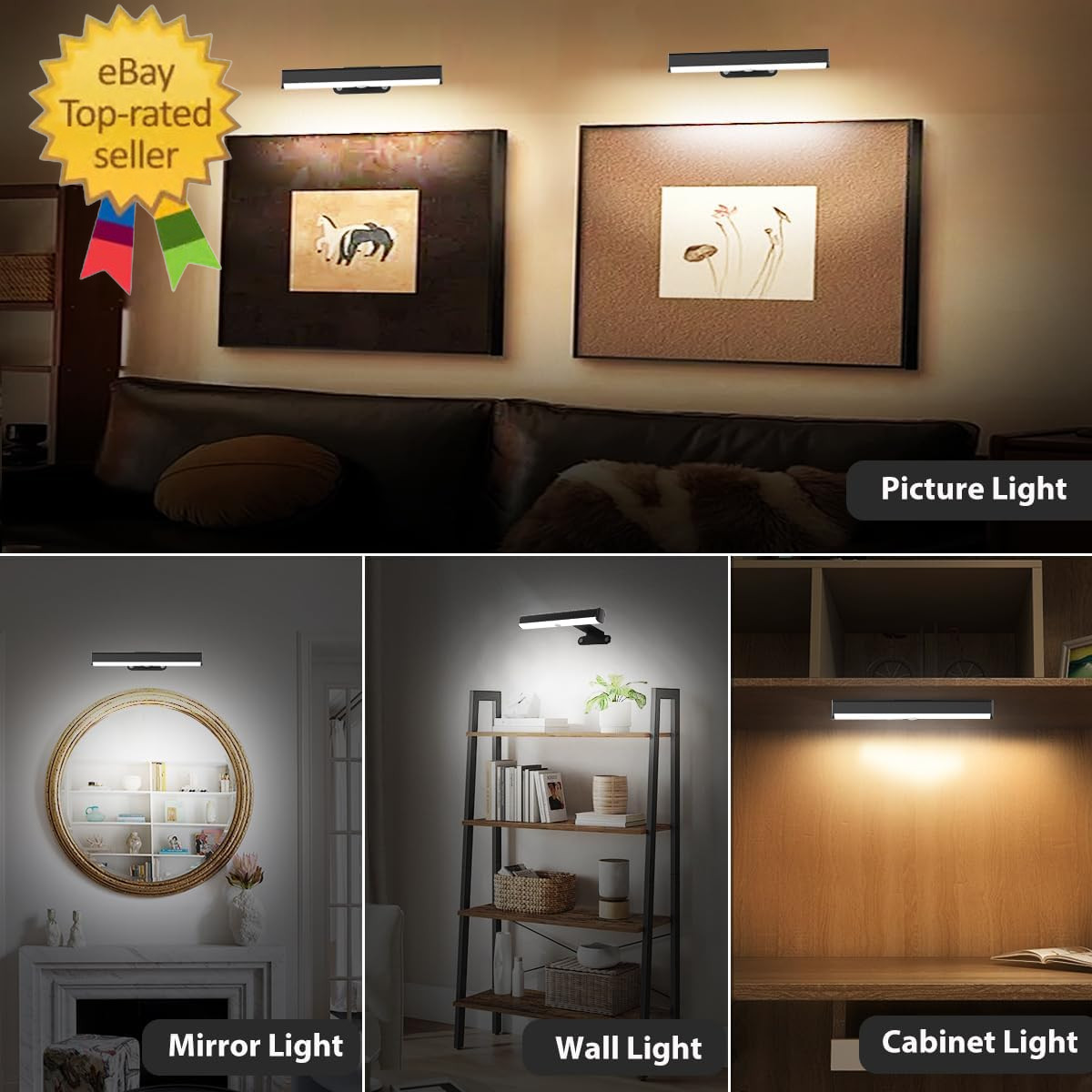 2PACK Picture Light LED Battery Operated Wall Light for Paintings,Wireless gallery