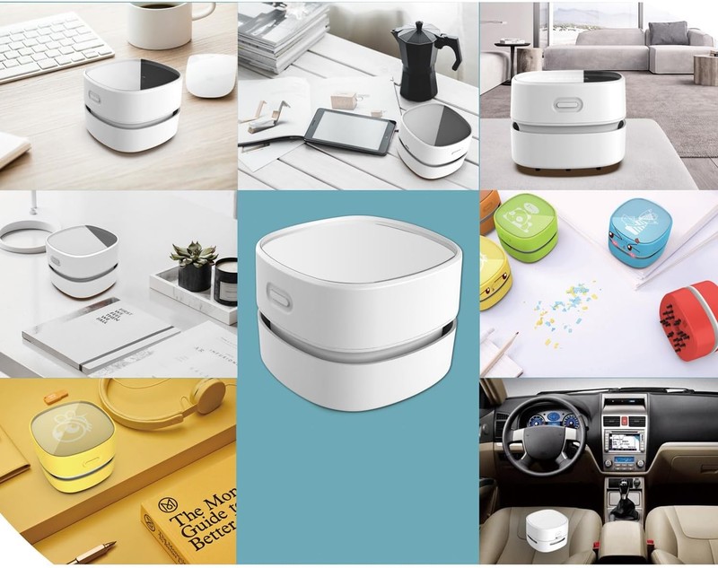 Desktop Vacuum Cleaner Mini Table Dust Sweeper Cordless 360° White 90min gallery