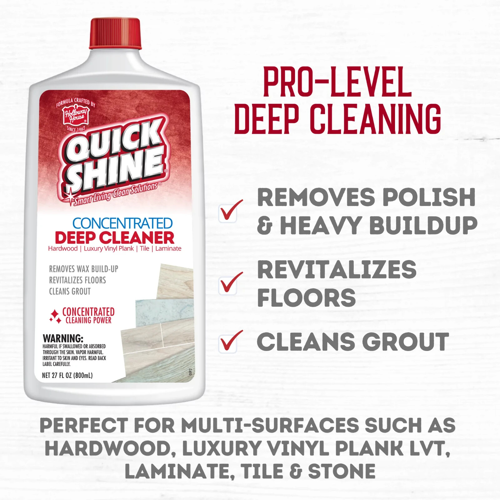 QUICK SHINE Concentrated Deep Cleaner, Revitalizes Floors & Cleans Grout, 27 Oz gallery