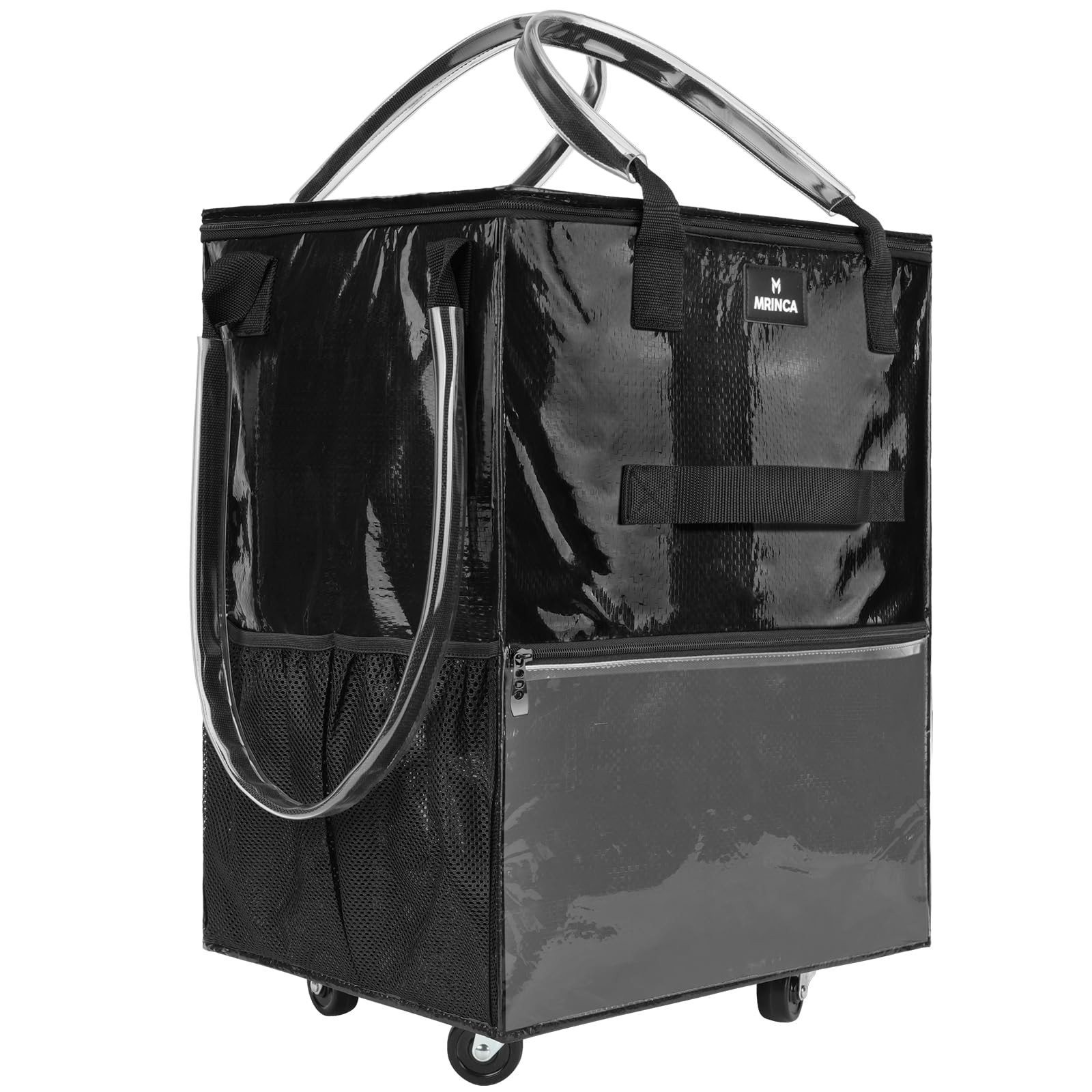 Reusable Grocery Bag On Wheels, 70L Foldable Rolling Tote Bag 6-Pocket, Heavy... gallery