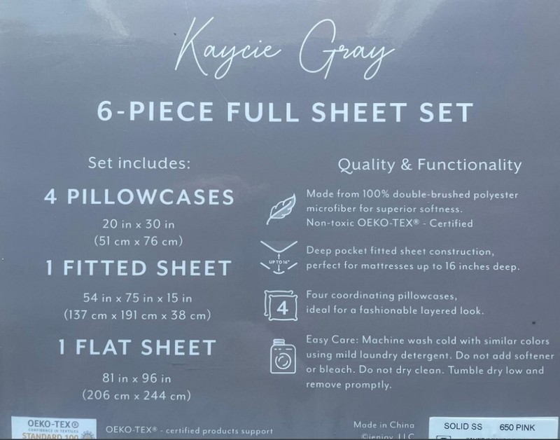 Kaycie Gray 6-Pc Full Sheet Set 100% Super Soft Luxury Plus 2 Extra Pillowcase gallery