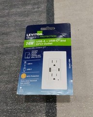 Leviton 24W USB (Type A/Type C) & GFCI Electrical Outlet ( GUAC1-BW) NEW F3