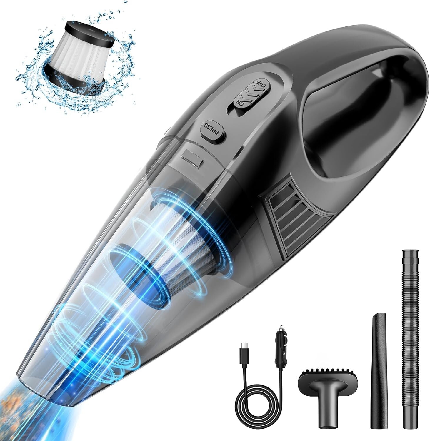Car Vacuum,Portable Vacuum Cleaner with 11000PA Suction,DC 12V,0.5L Black gallery