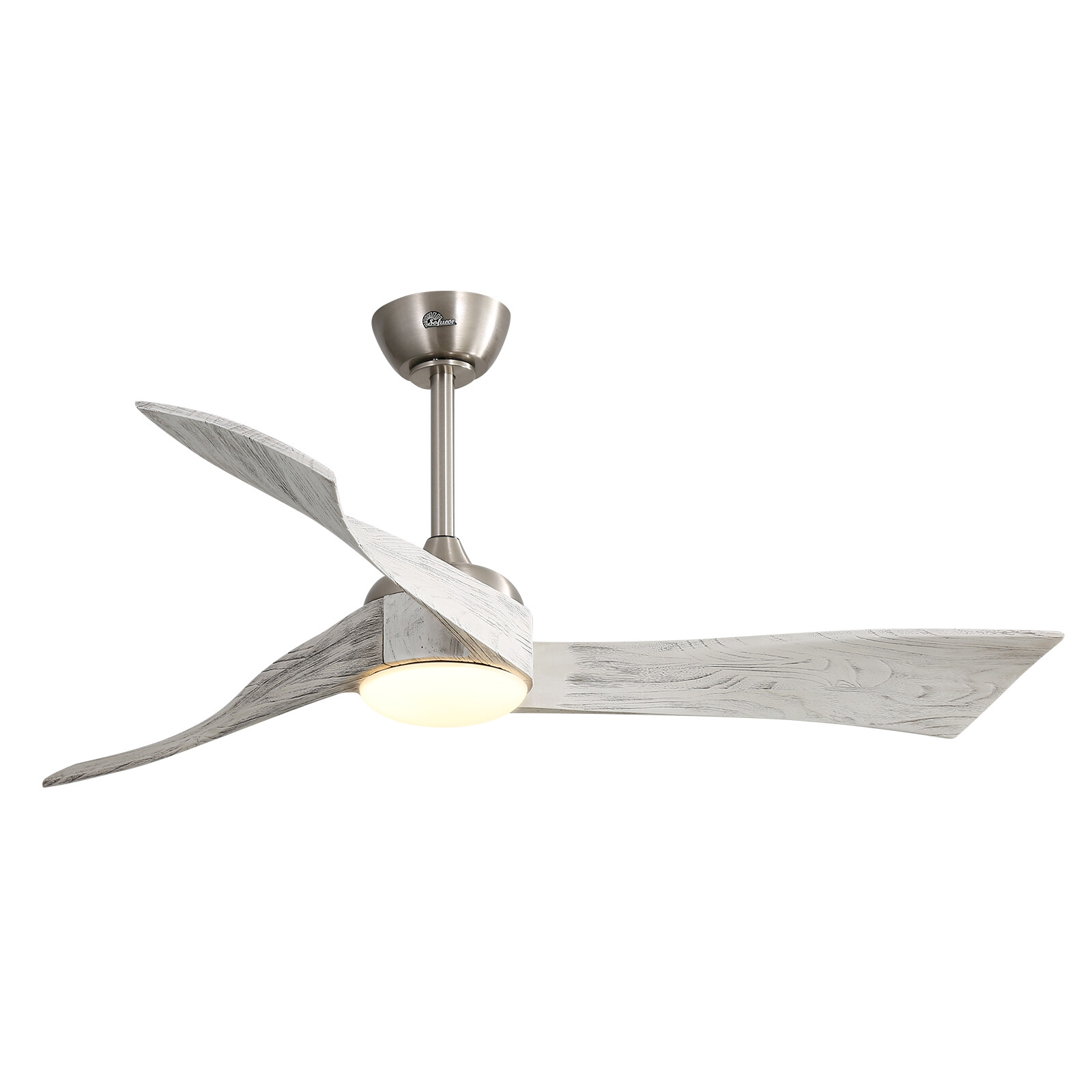 52'' Curved Solid Wood Ceiling Fan with LED Light and Remote 6 Speeds/Quiet DC gallery