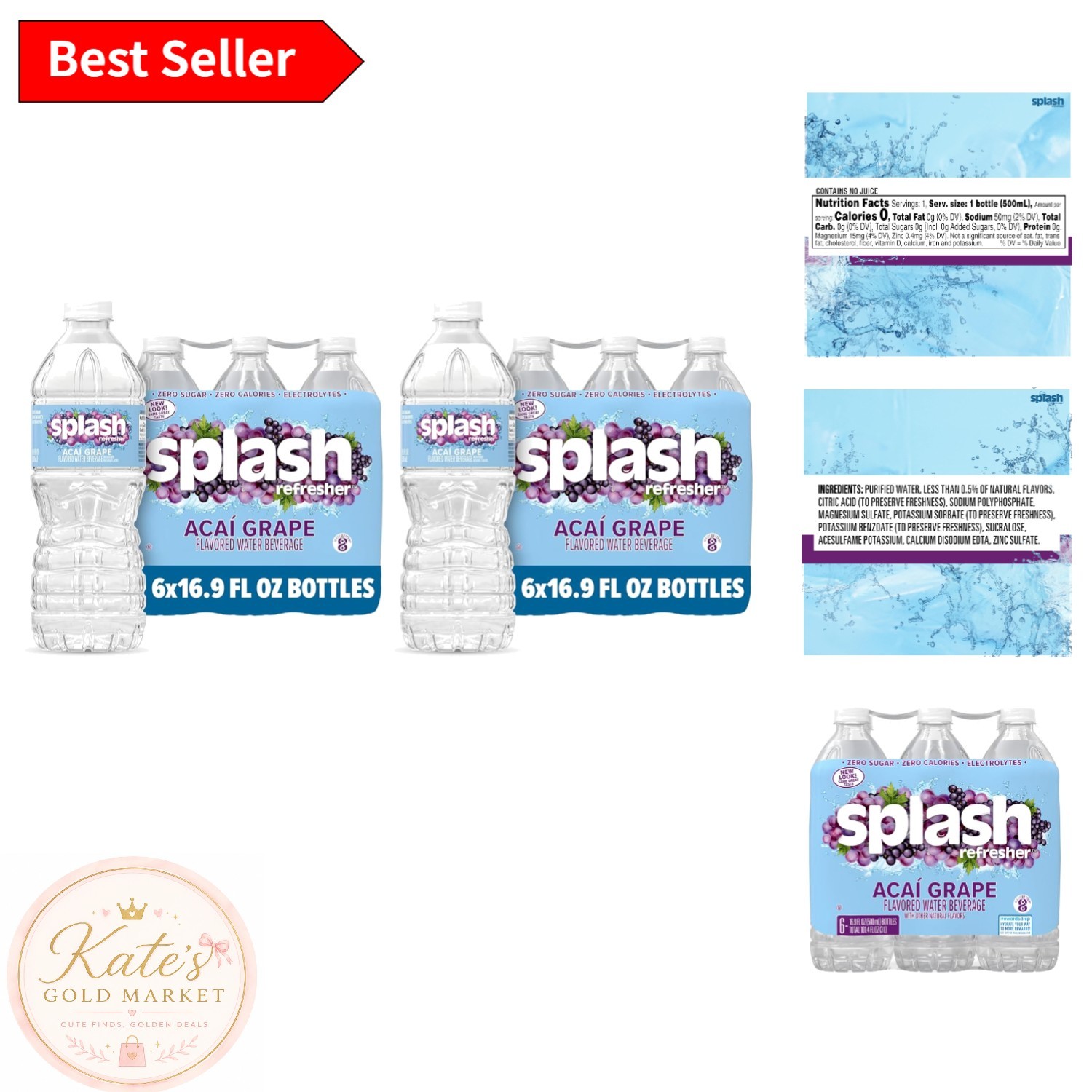Hydrate with Zero Sugar: Acai Grape Electrolyte Enhanced Water Pack of 12 gallery