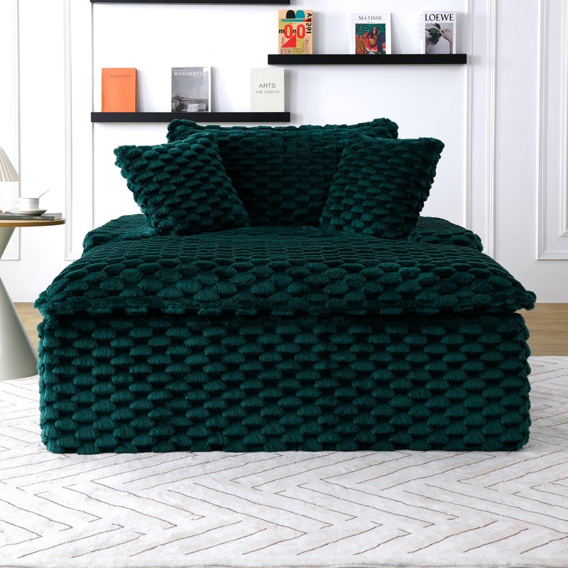 Luxury Single Sofa Couch Polyester Blend Loveseat Bearing Sofa w/Two Pillows gallery