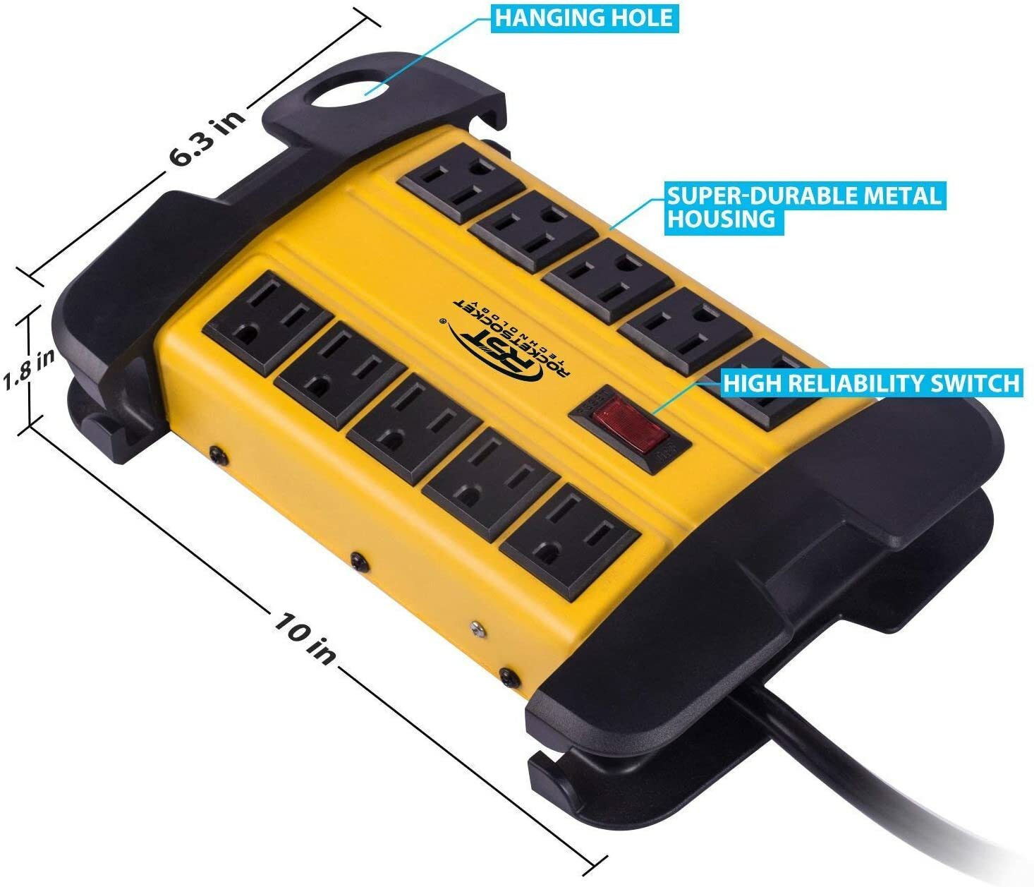 1875W 2800J 10-Outlets Heavy duty Power Strip Surge Protector 15ft Power Cord gallery
