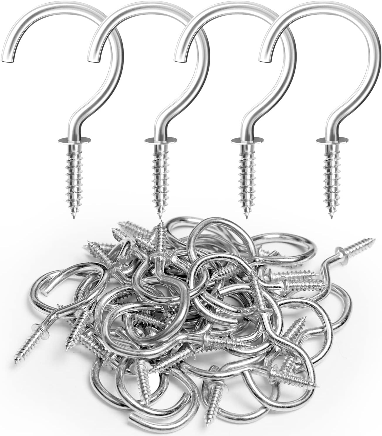 Screw Hooks, 1-1/4 Inch Metal Cup Hooks, Silver, 50 Pieces gallery