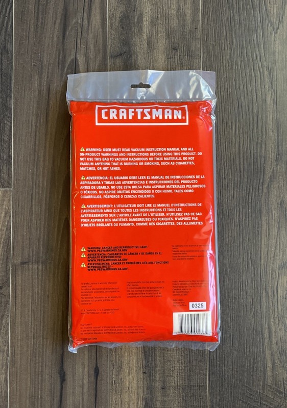 2pc CRAFTSMAN High Efficiency Collection Bags for 4-9 Gallon Wet Dry Vac NEW gallery