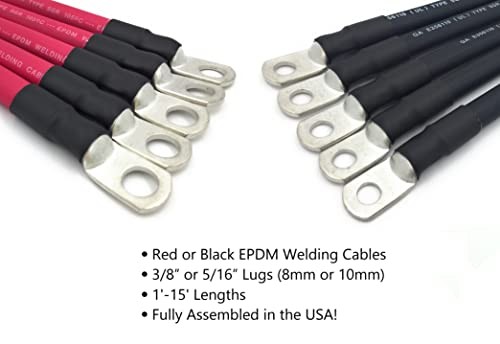 4 AWG Gauge Fully Assembled Battery Cables, 1-15ft 2ft - 3/8” Lugs Single Red gallery