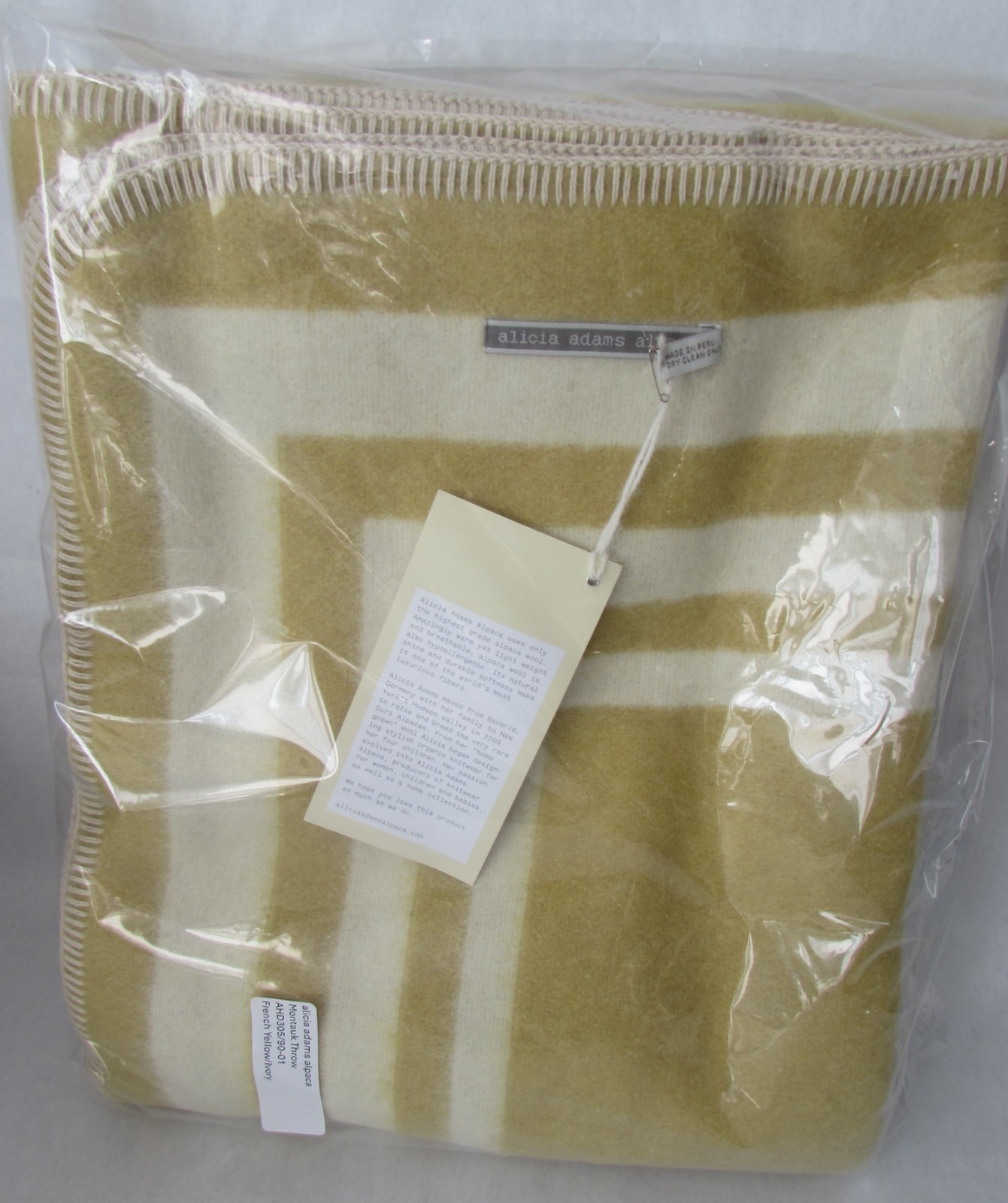 Alicia Adams Alpaca Montauk Throw Blanket 51" X 7 1" French Yellow & Ivory Wool gallery