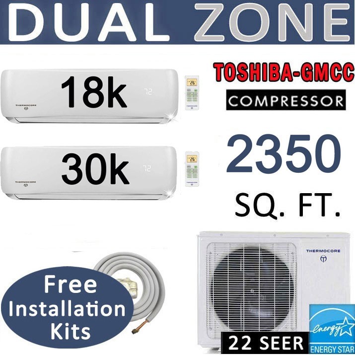 48000 BTU Dual Zone Mini Split Air Conditioner, HYPER Heat Pump : 18000 + 30000 gallery