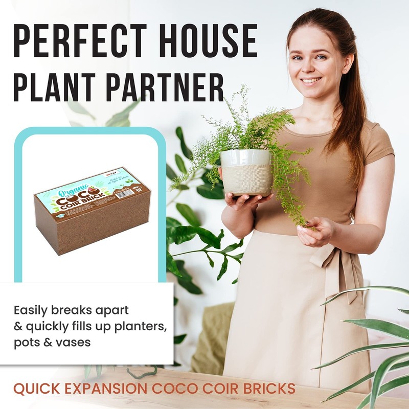 Compressed Coco Coir 1.4 LBS Brick Coconut Soil with Low EC & PH Balance gallery