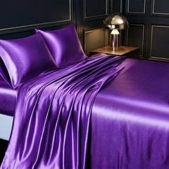 3/4 Pcs Satin Silk Sheet Set Deep Pocket Fitted Bed Sheet Flat Sheet Pillowcase