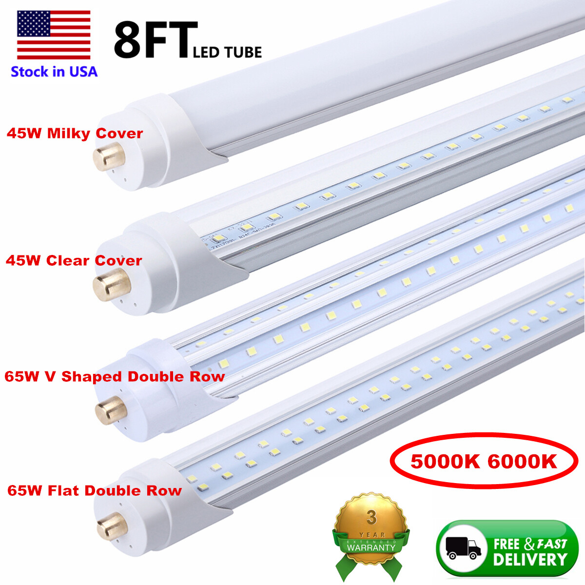8Foot LED Shop Light Single Pin FA8 8FT LED Tube Light Warehouse Garage LED Bulb gallery