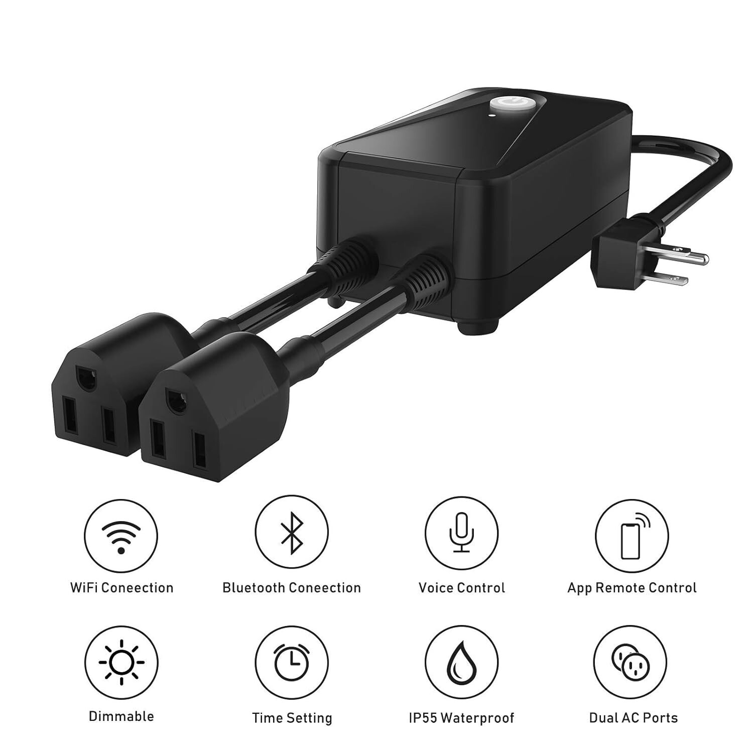 Smart WiFi Dimmer Plug 2 Sockets, Outdoor Smart Outlet Work with Alexa&Google gallery