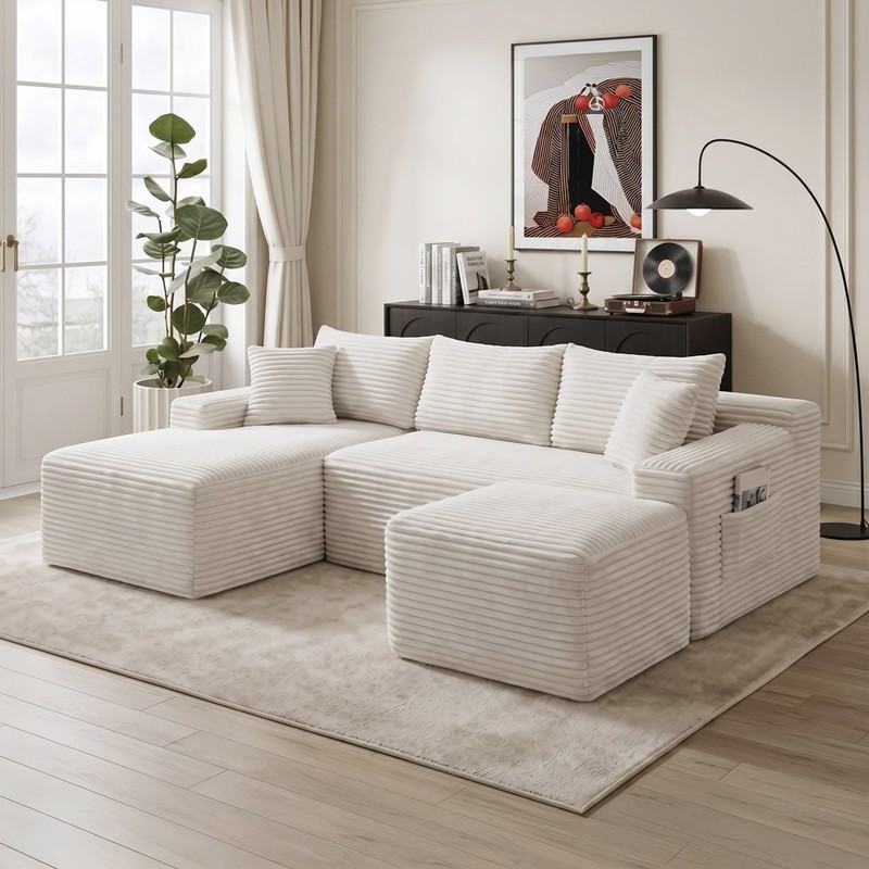 Modular Sectional Sofa with Ottoman U-Shaped 5 Seater Cloud Couch Sleeper Sofa gallery