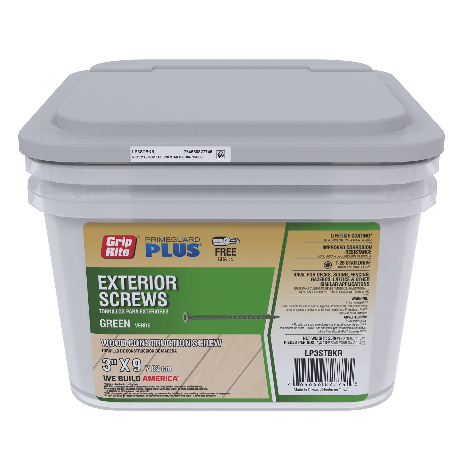 Grip-Rite PrimeGuard Plus #9 x 3 in. Green Wood to Wood Deck Screw 25 lb. gallery