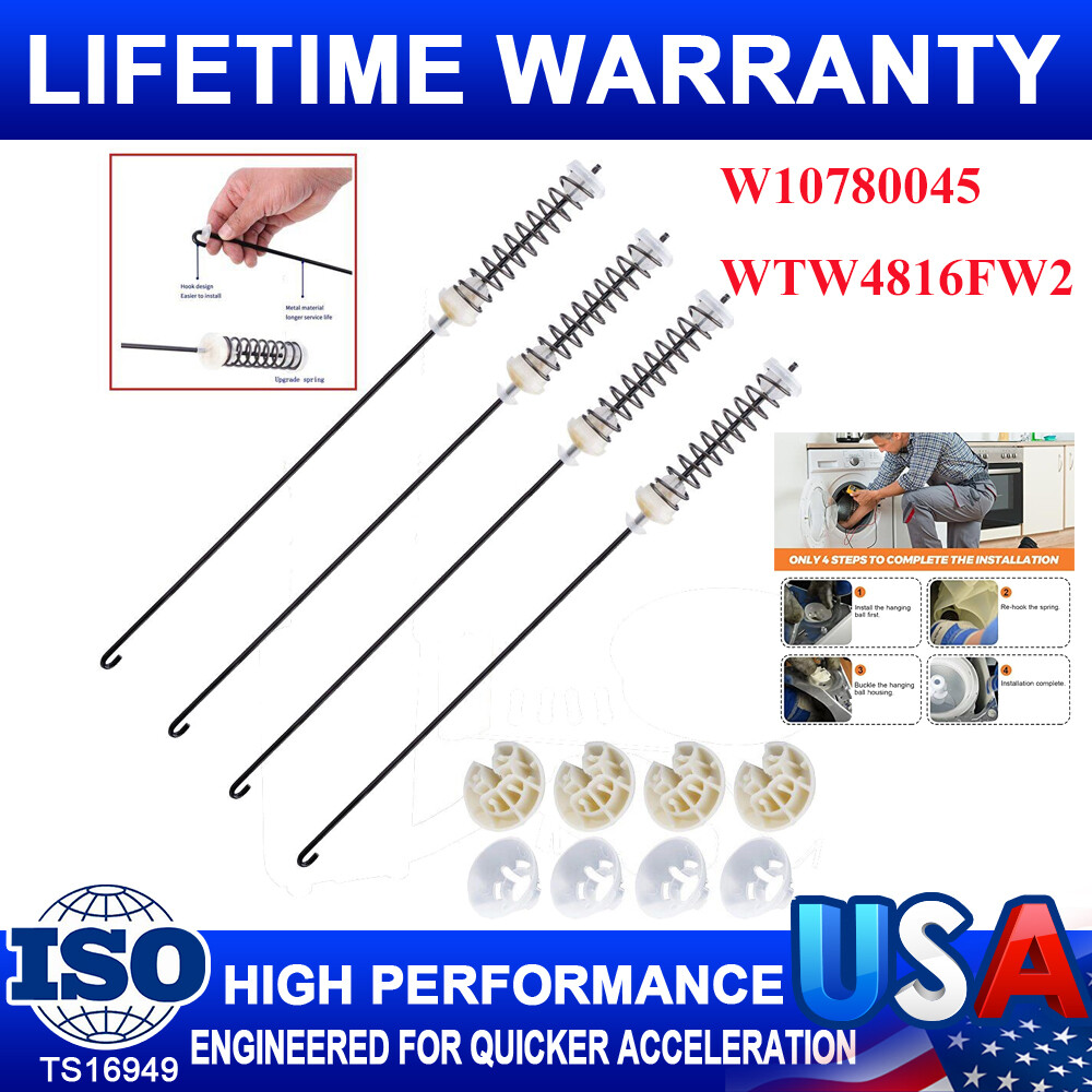 W10780045 Washer Suspension Rods Kit For WTW4816FW2 WTW4616FW0 7MWTW1904DM0 4PCS gallery