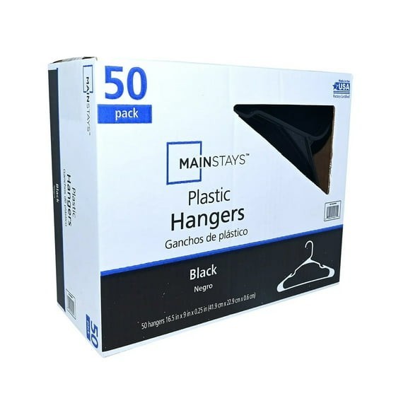 Plastic Clothes Hangers - 50 Pack, Lightweight & Durable - Everyday Use - Black gallery
