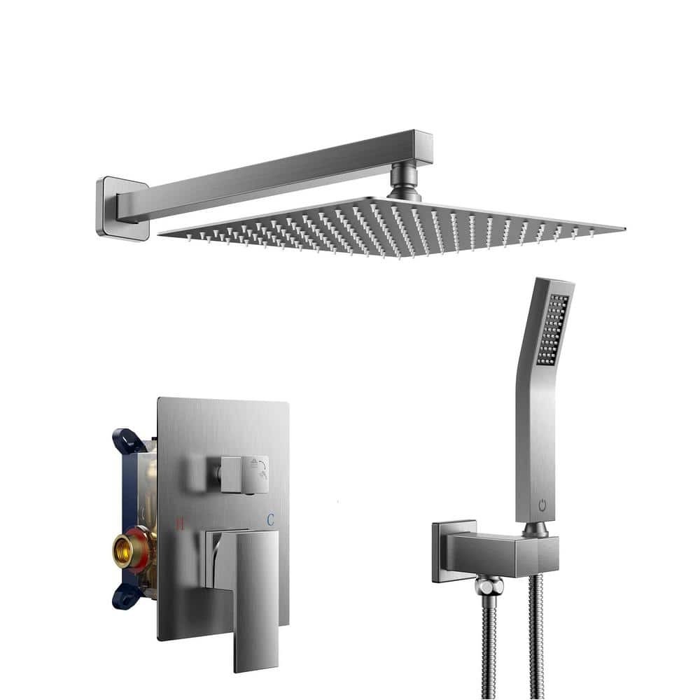 FORIOUS 10" 2-Jet High Pressure Shower System Handheld Brushed Nickel gallery
