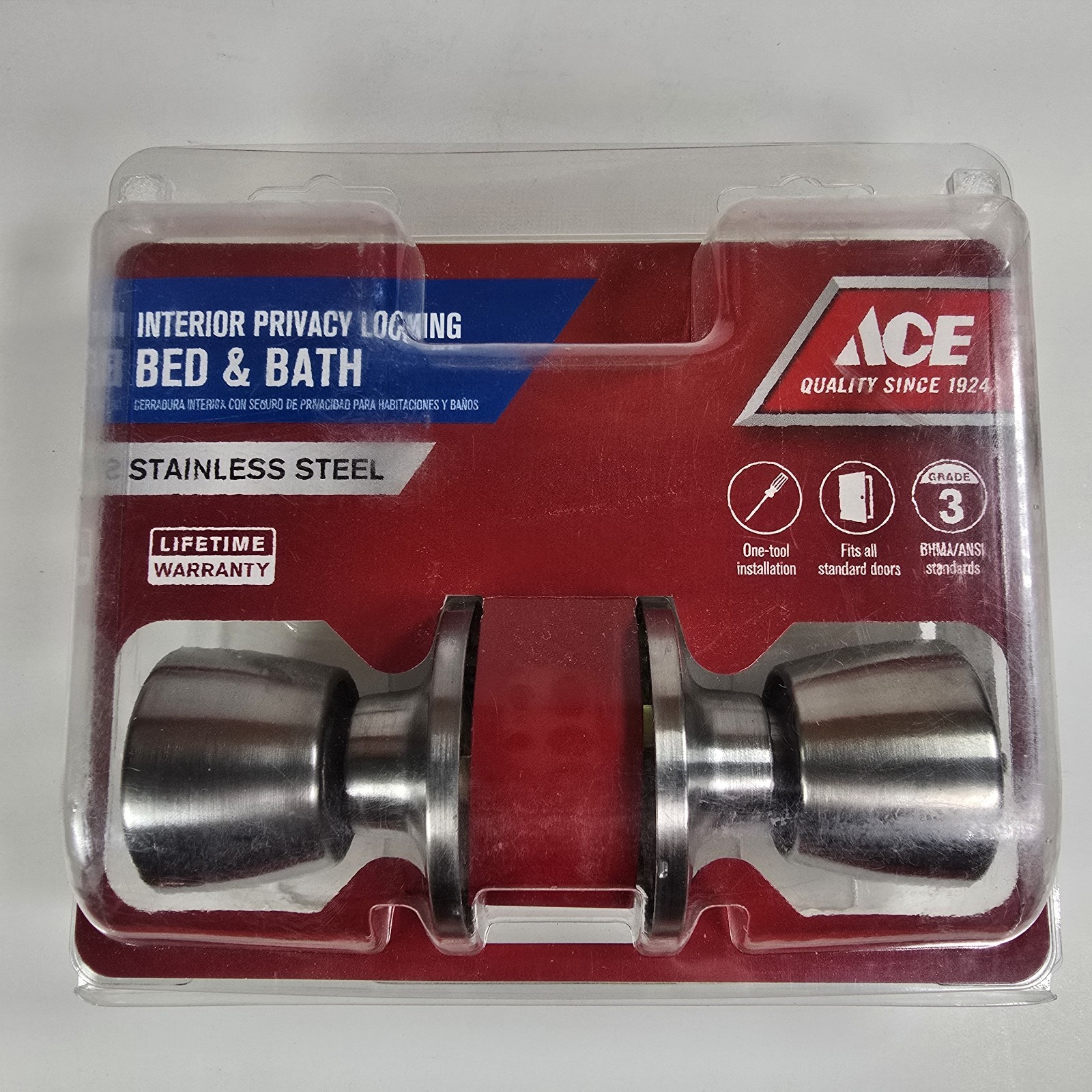 ACE Hardware Tulip Bed & Bath Privacy Door Knob Stainless Steel Lockset New gallery