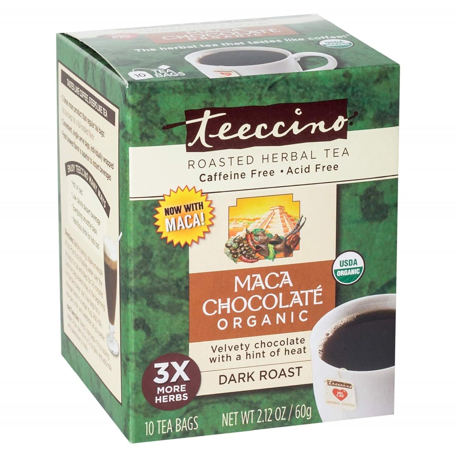 Teeccino Herbal Coffee Chocolate Dark Roast 10 Tea Bags 10 Bag gallery