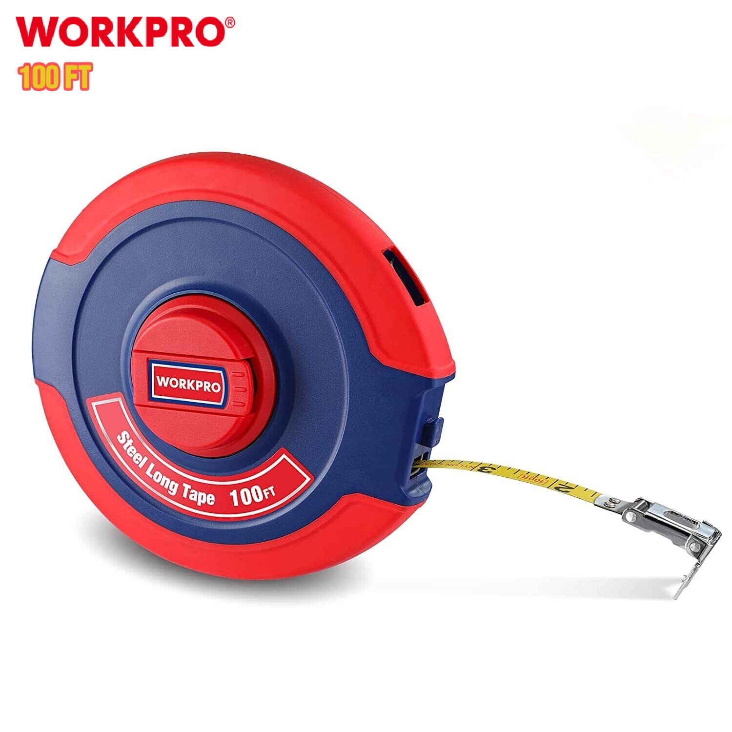 WORKPRO Tape Measure 100FT Closed Reel Steel Long Tape Nylon Coated Plastic Case gallery