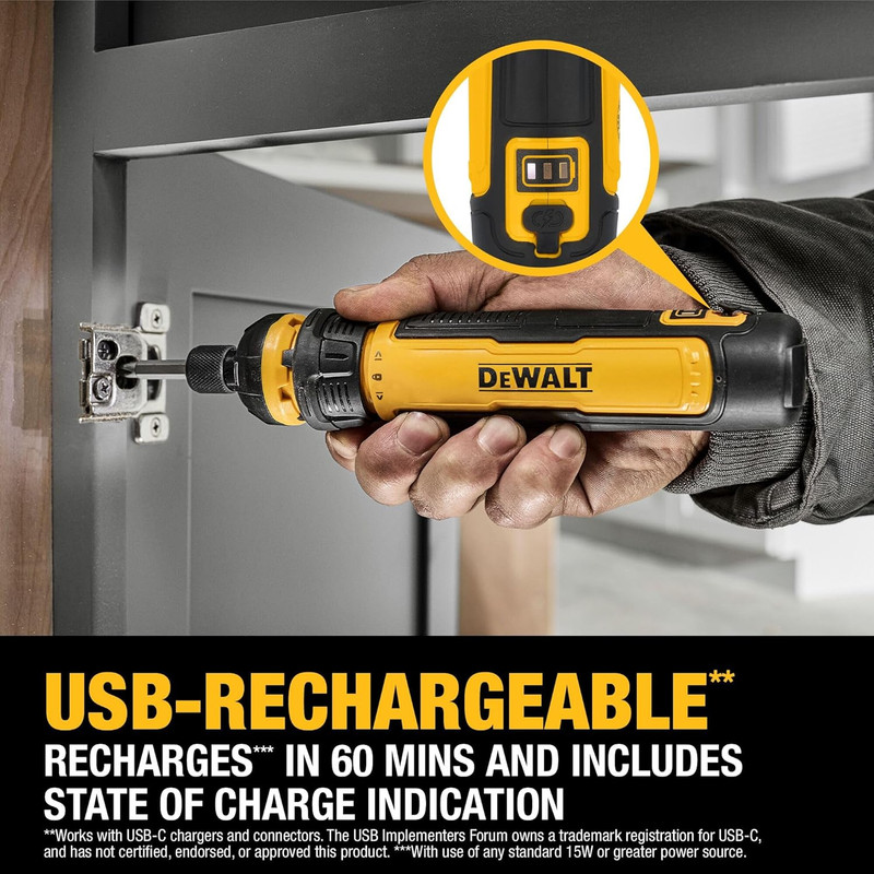 Cordless Screwdriver, 4V USB Rechargeable Electric Screwdriver with 12 pcs Screw gallery