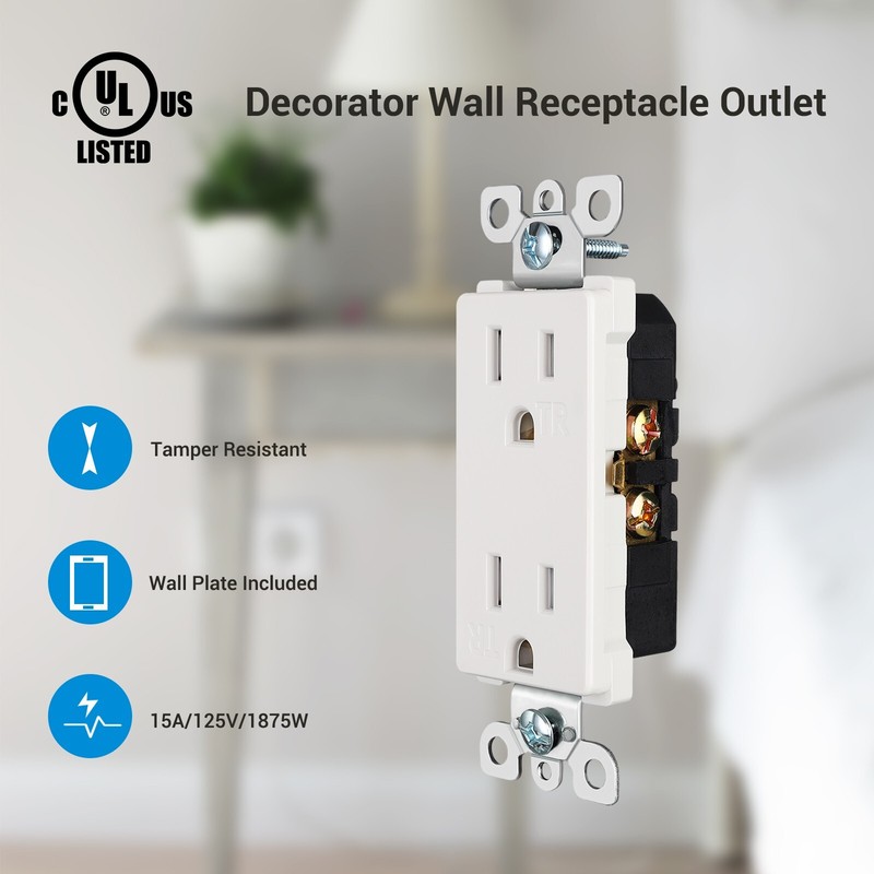 DEWENWILS 20-Pack Decorator Receptacle Outlet, Standard Wall Outlets, 15Amp/125V gallery