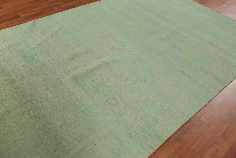 Trendy Gabbeh Solid Design Green Wool Modern Area Rug Living Room Rug 6x9 ft gallery
