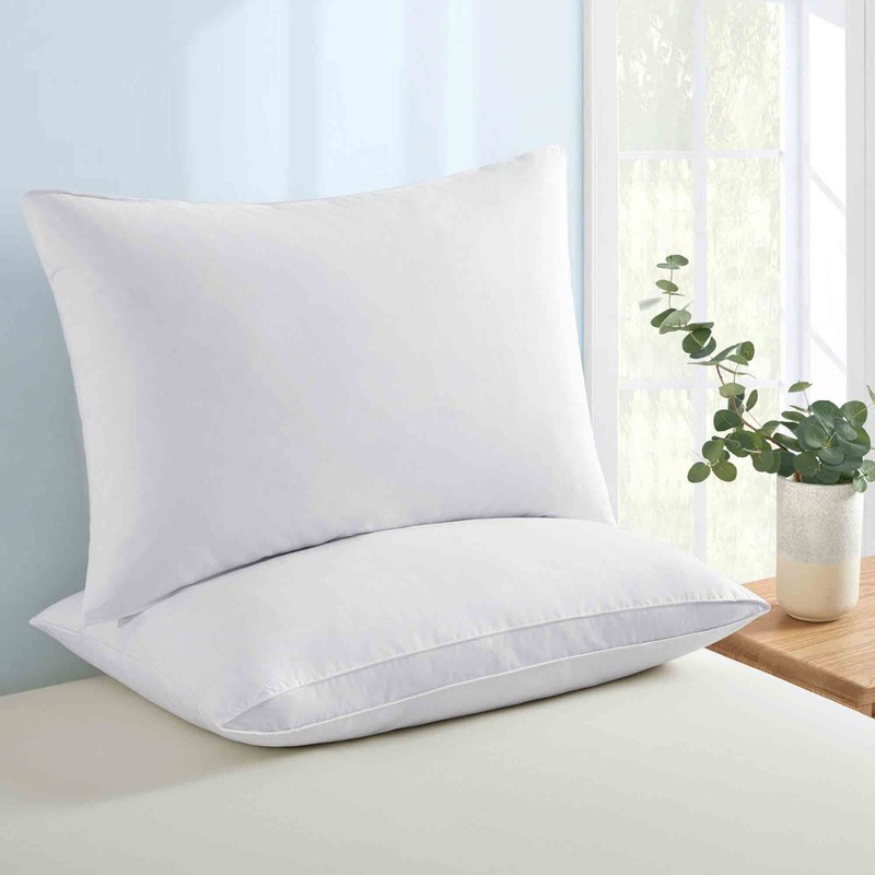 2 Pack Gusseted Goose Feather Down Bed Pillows King Size Pillows gallery