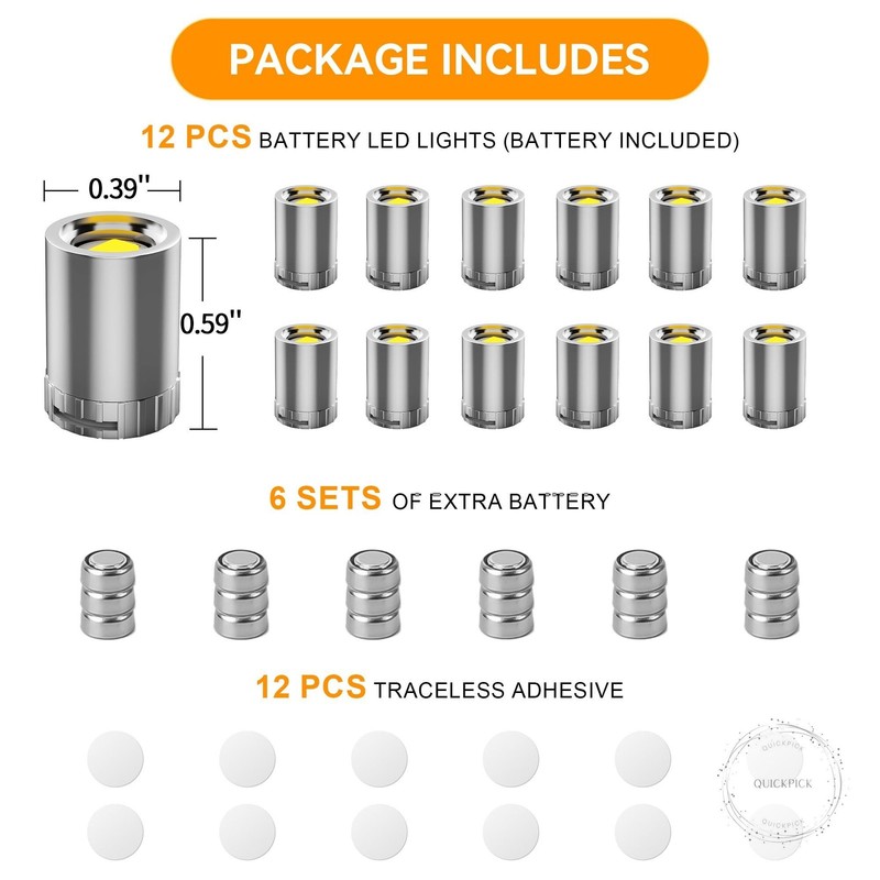 12 Pack Mini LED Lights, Cold White Small LED Light Mini Spotlights for Displays gallery