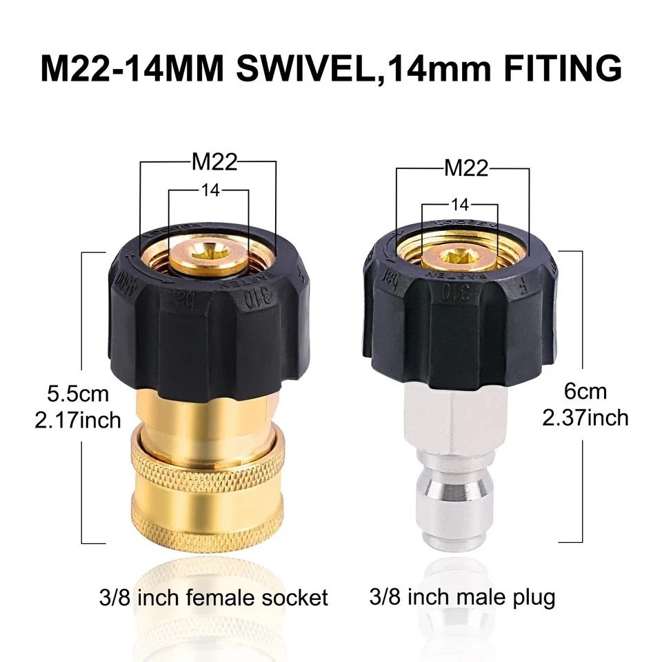 Pressure Washer Adapter Set M22 14mm to 3/8 Inch Quick Connect 4500 PSI gallery