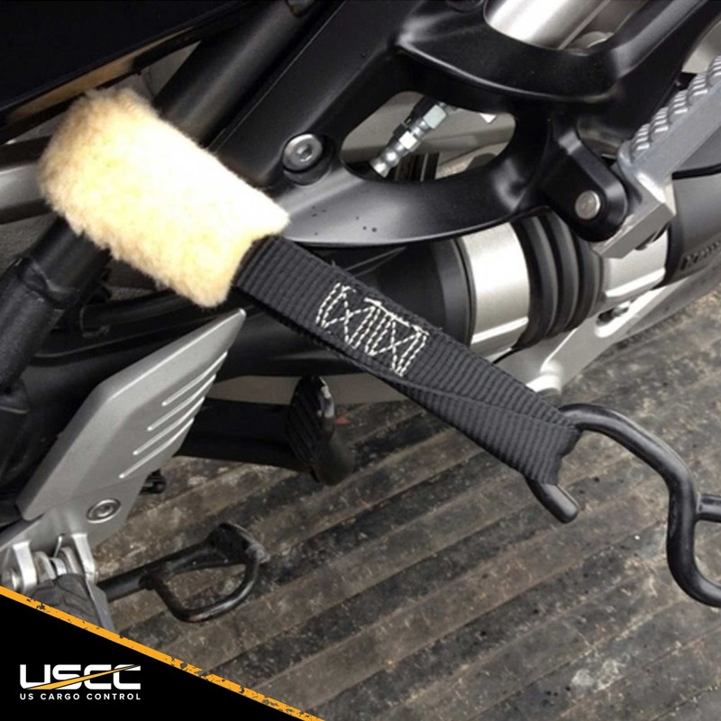 USCC Soft Motorcycle Handlebar Straps - w/Plush Wool Cover - 1" X 18" - Black gallery