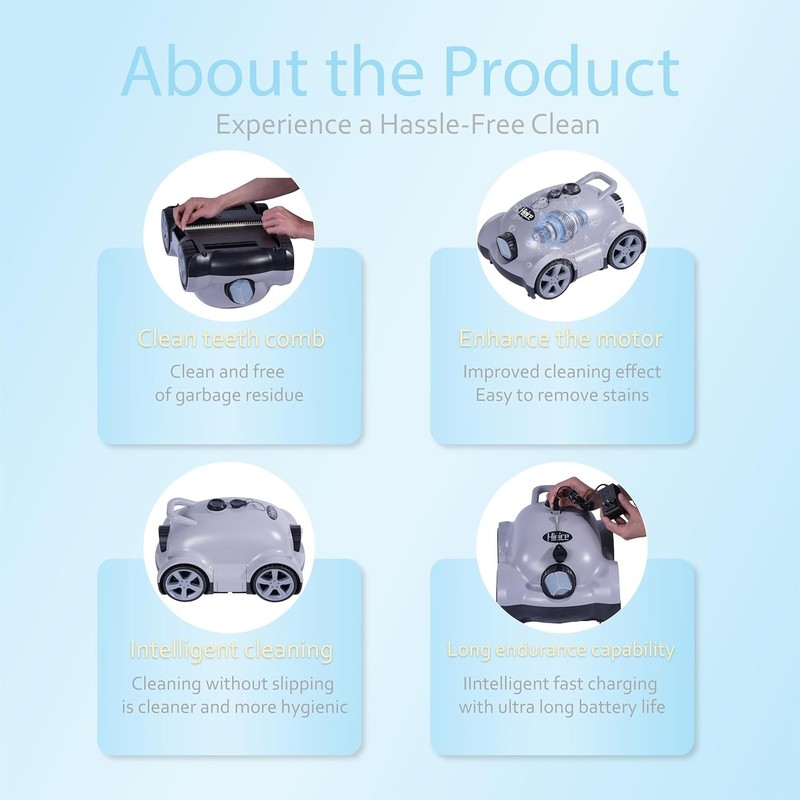Cordless Robotic Pool Cleaner,Automatic Pool Vacuum Robot for In-Ground/Above Gr gallery