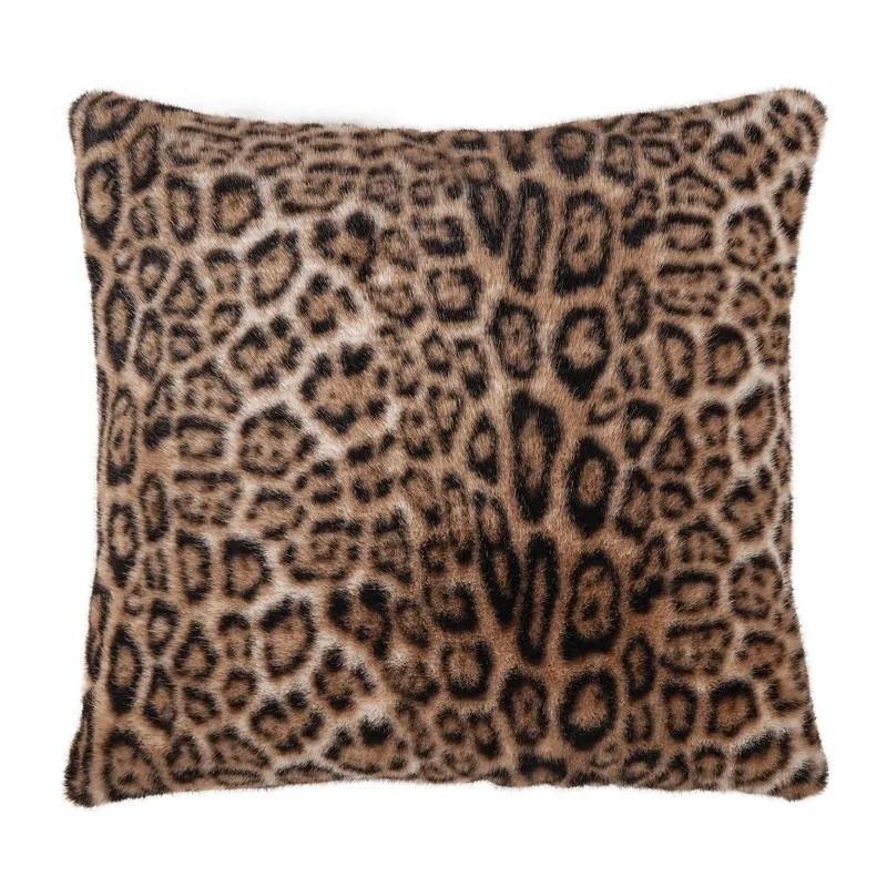 1pcs Beige Brown Leopard Print Polyester Pillow Cover Retro Cushion Case for Liv gallery